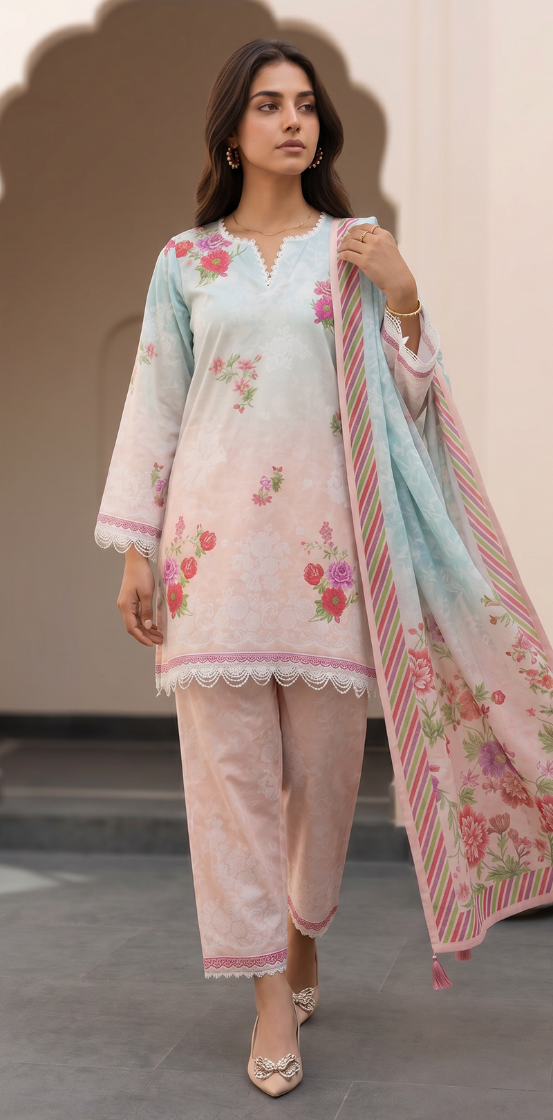 3 Pcs Printed Lawn Shirt Shalwar Dupatta  .Zellburry New Collection 2026 015 1