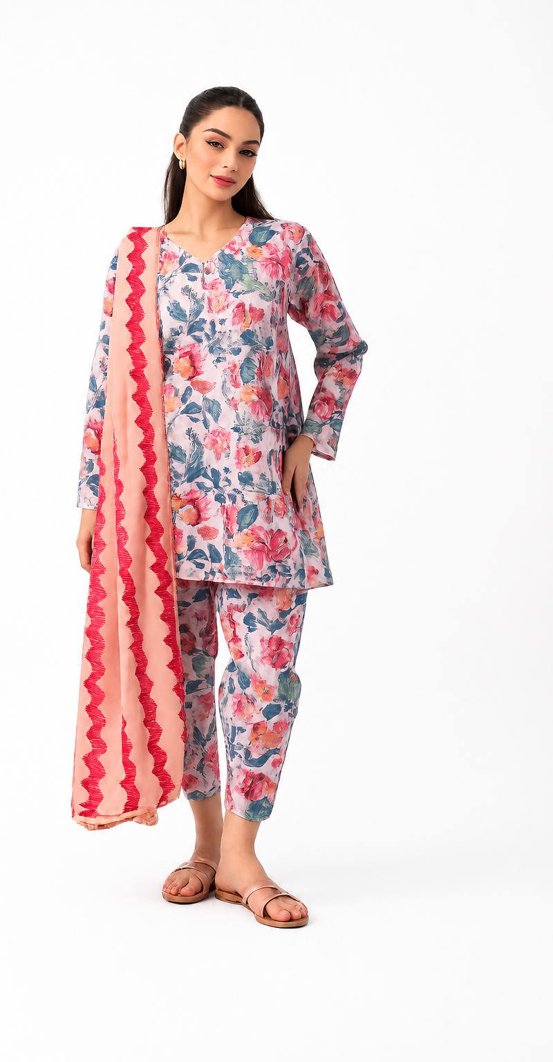 2 Pcs Soft Premium Lawn Shirt-Dupatta(unstitched).EGO Unique Prints 2026 025 1