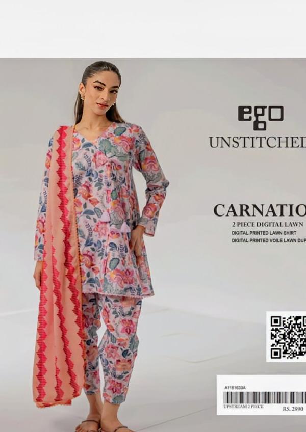2 Pcs Soft Premium Lawn Shirt-Dupatta(unstitched).EGO Unique Prints 2026 025 3