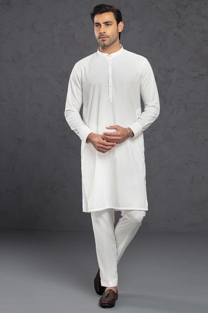 WHITE KURTA TROUSERS (unstitched).Gul Ahmed premium Edition wash and wear 2026 026 1