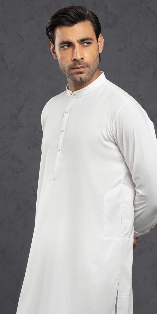 WHITE KURTA TROUSERS (unstitched).Gul Ahmed premium Edition wash and wear 2026 026 2