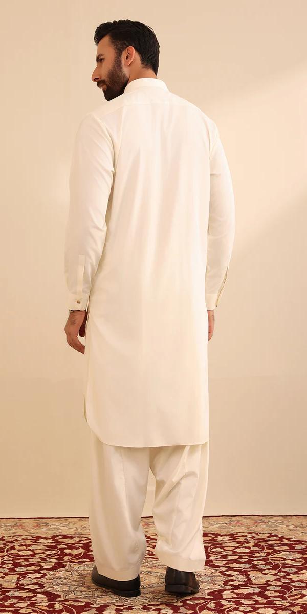 Half White Boski Shalwar Qameez (umstitched). Zellbury new Edition 2026 029 5