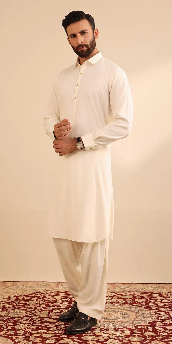 Half White Boski Shalwar Qameez (umstitched). Zellbury new Edition 2026 029 6