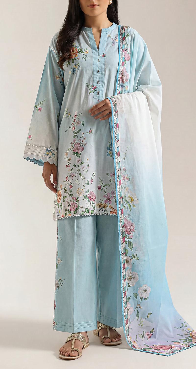 3 Pcs Printed Lawn Shirt Shalwar Dupatta  New Collection 2026  1