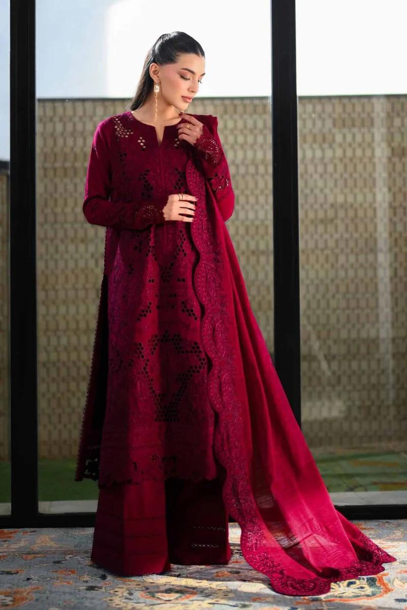 Zaib Maroon Luxury Lawn new edition 2026  1