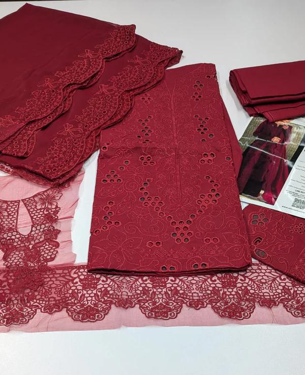 Zaib Maroon Luxury Lawn new edition 2026  3