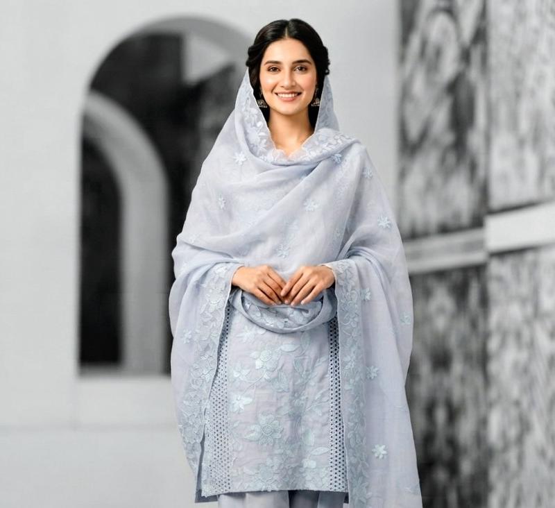 Agha Noor Lawn Embrioided Chicken Kari 3 Piece new edition 2026 1