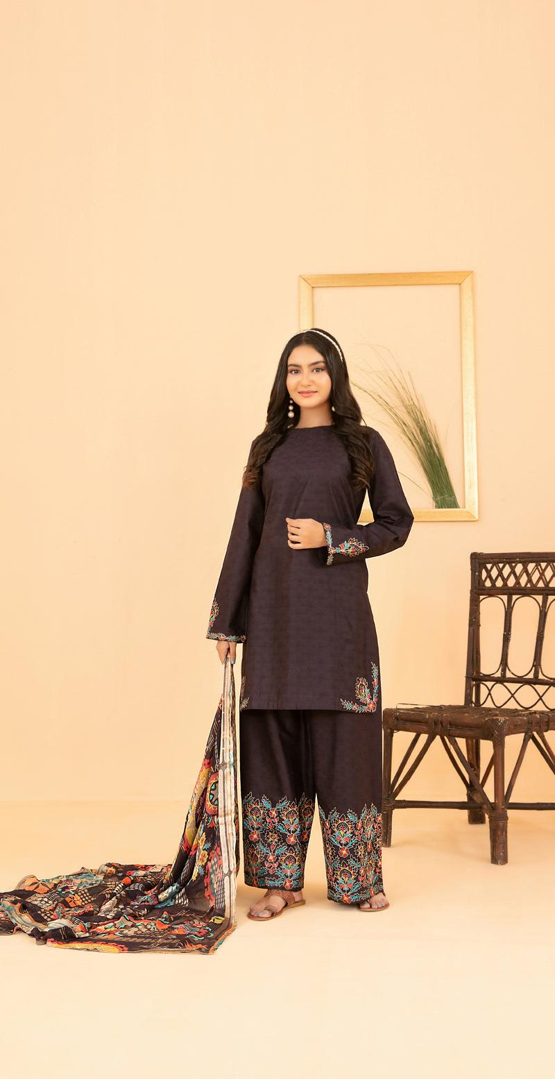 Embroided Cotton Jacquard 3 piece new collection 2026 1