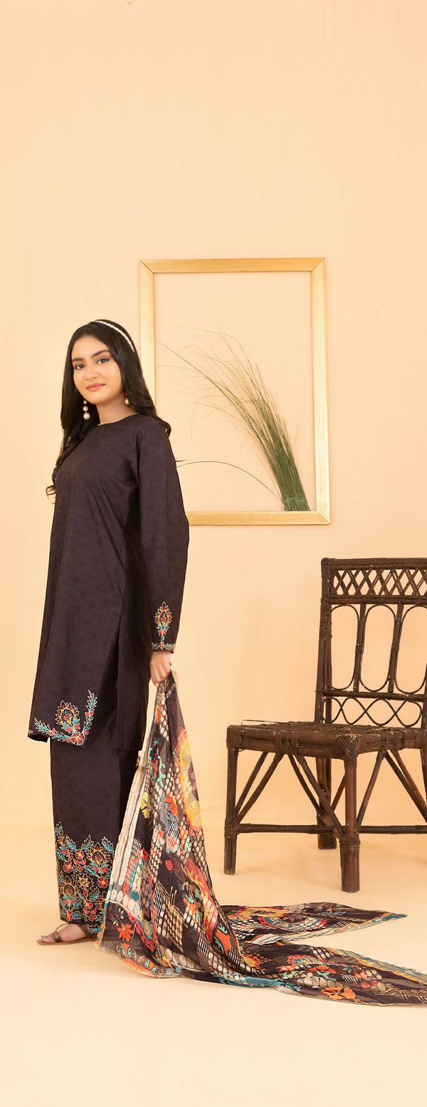 Embroided Cotton Jacquard 3 piece new collection 2026 2